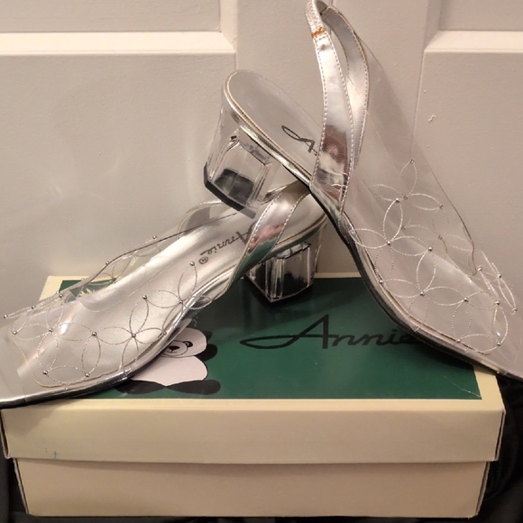 Annie Shoes - Annie Metallic Silver Slingback Heels